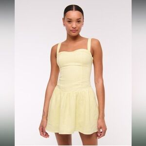 A&F Premium Linen Drop-Waist Skort Romper
